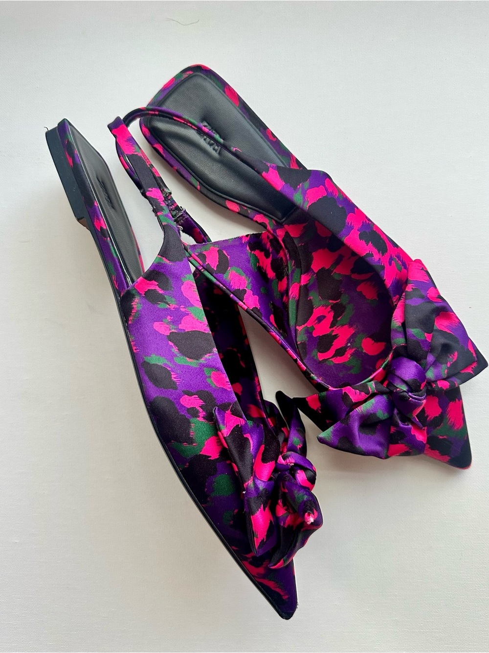 Zara Pointed Slingback Flats in Fuchsia & Purple Animal Print - Picture 2 of 5